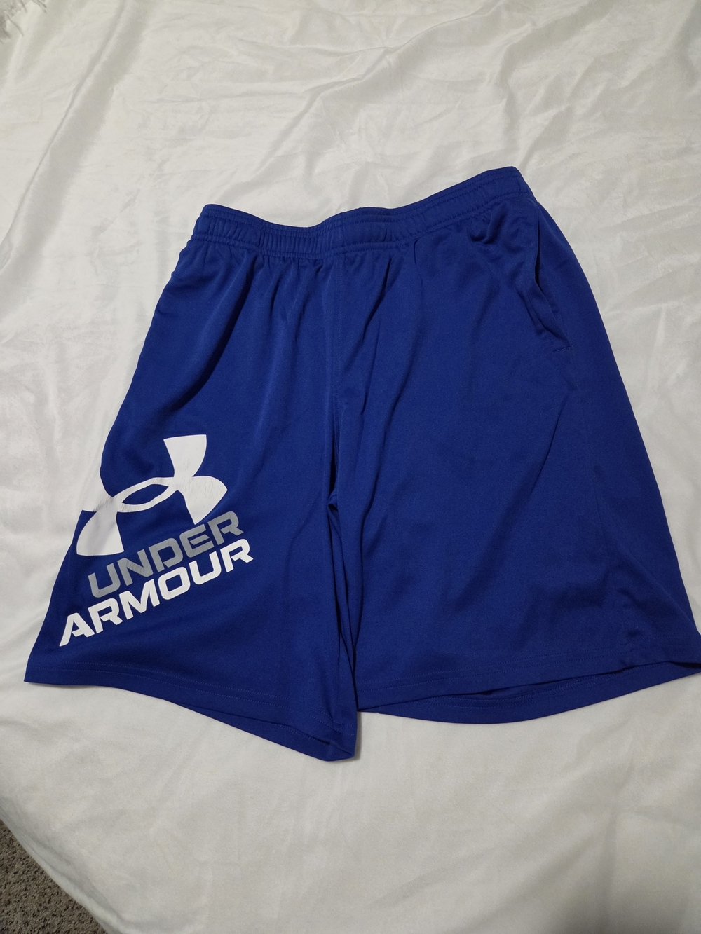 Under Armour Men's Blue Performance Athletic Shorts with Bold Logo